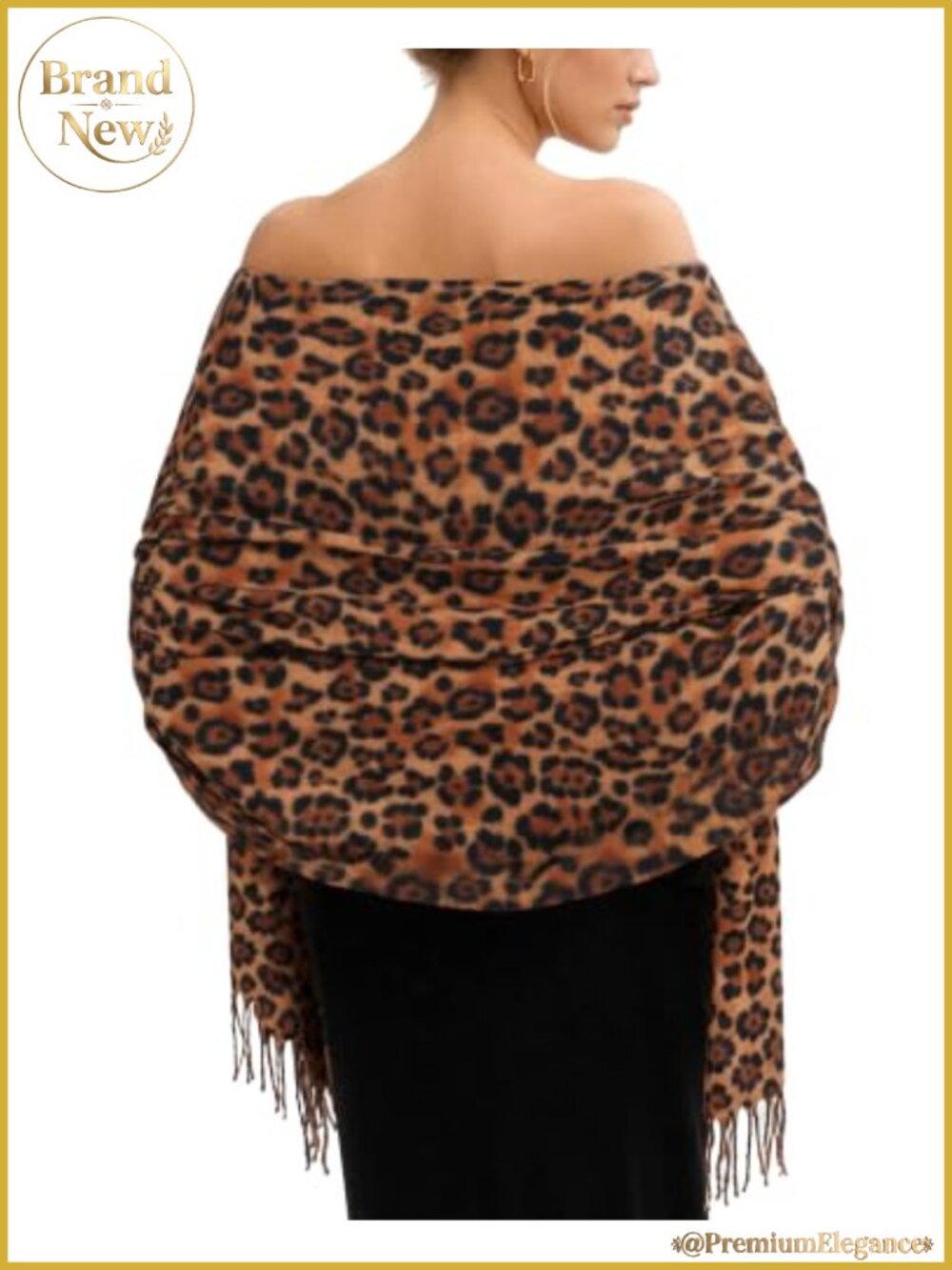 Leopard Print Pashmina Wrap Shawl Scarf 100% Polyester Oversized
